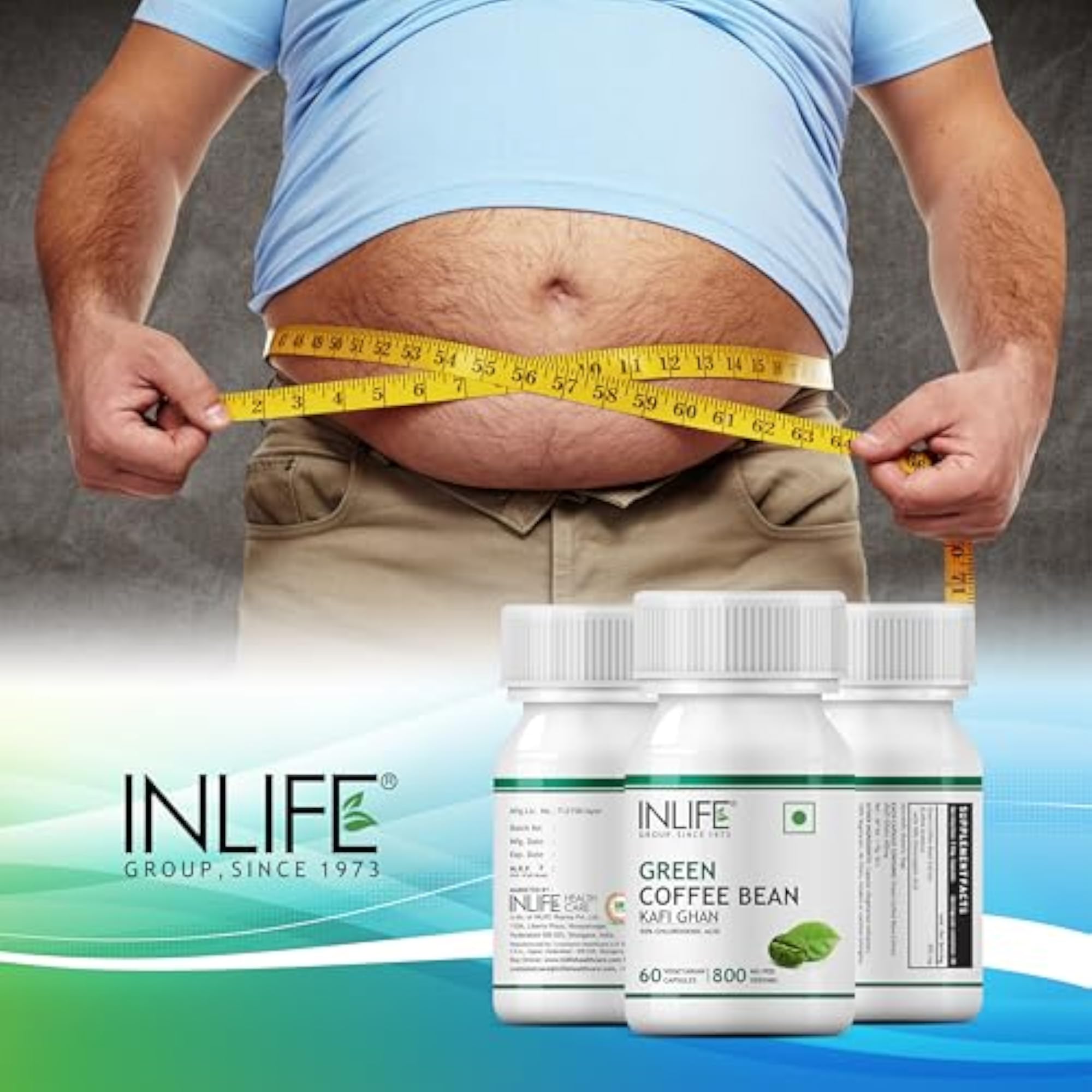 INLIFE Green Coffee Beans Extract Capsules, 800 mg - 60 Vegetarian Capsules