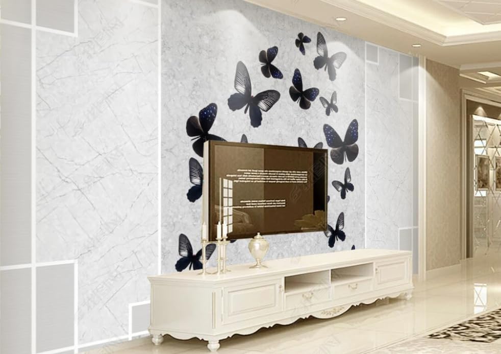 Papier peint intissé grille papillon décor panoramique haut de gamme