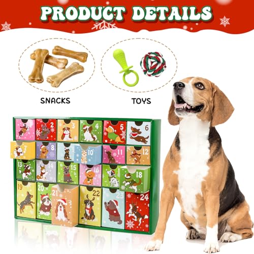 iZoeL Hunde Adventskalender 2024, Adventskalender für Hundeliebhaber, Leerer Adventskalender zum Selbstbefüllen, Weihnachtskalender für Haustiere, zum Befüllen von Snacks und Spiezeug,kleine Geschenk