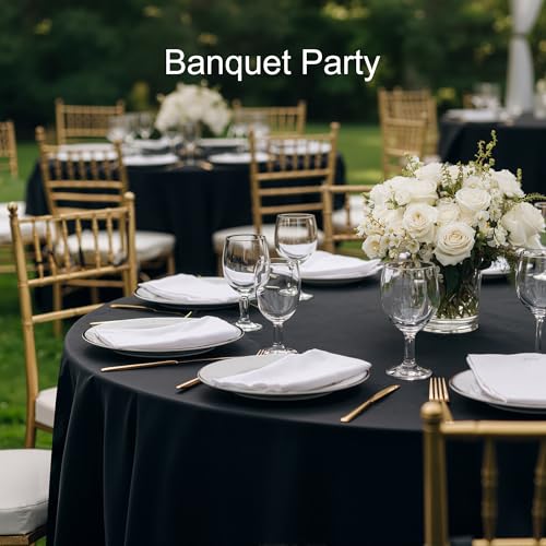 joybest 6 Pack Round Tablecloths 90 Inch Black Polyester Table Cloth for 30-60 Inch Tables, Stain and Wrinkle Resistant Washable Fabric Table Cover for Wedding, Party, Reception, Banquet by joybest - Image 4