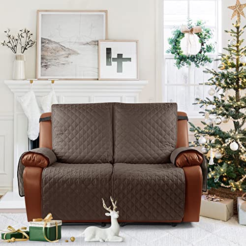 Ruaozz Waterproof Recliner Sofa Cover Couch Covers 1-Piece Washable Reclining Sofa Cover Furniture Protector With Elastic Straps Pocket For Kids, Dogs, Pets (Brown, 2 Seater) #TOP6