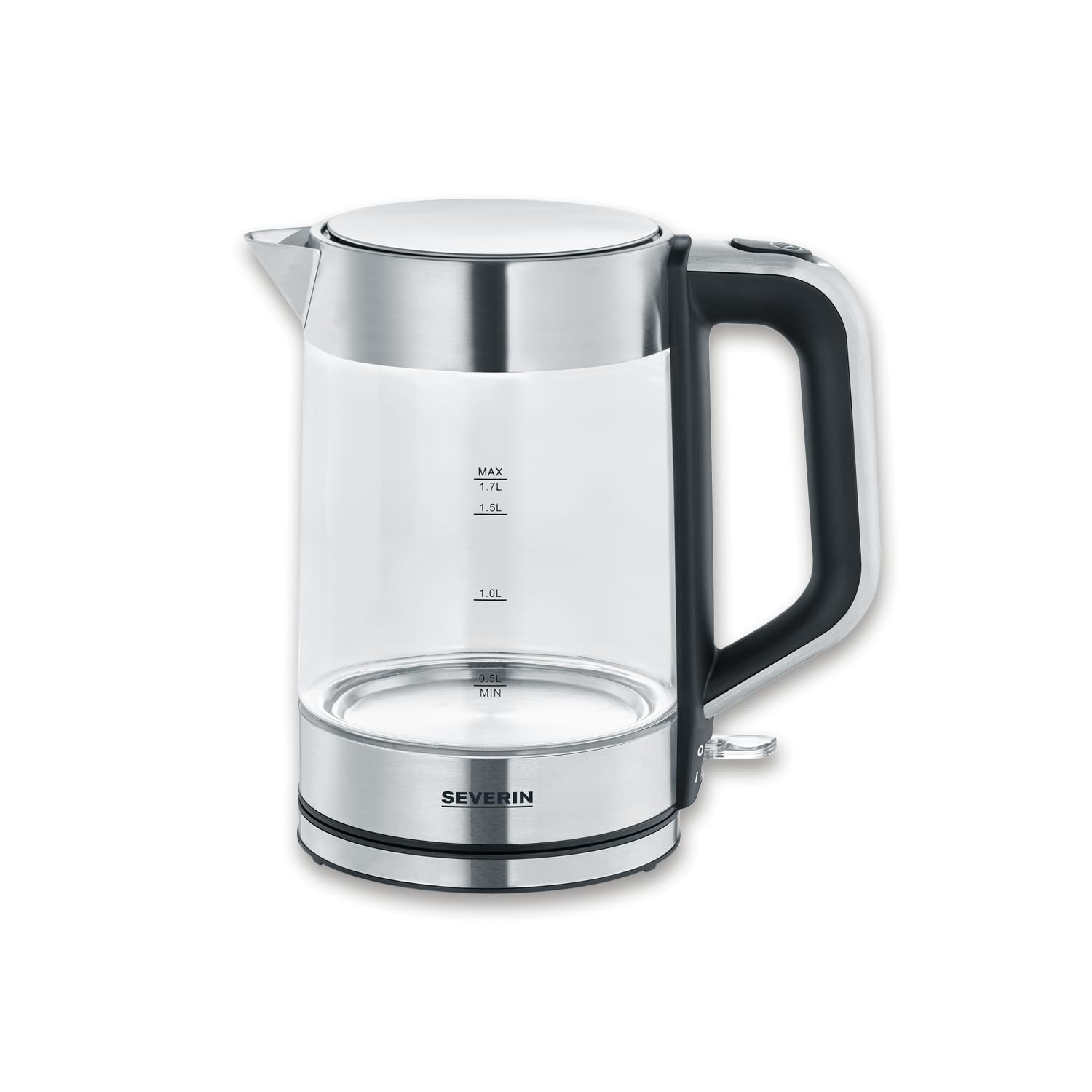 SEVERIN WK 3420 Bollitore per acqua 2200 W in vetro e acciaio inossidabile, Teiera elettrica con capacità massima di 1,7 litri, Bollitore acqua elettrico con filtro estraibile