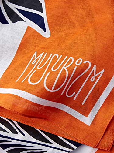 Musubism Furoshiki Unique & Stylish All In One Japanese Hand-Printed Wrapping Cloth│Use As Scarf, Handbag, Bento Box Wrapping Fabric, Bottle Carry Wrap, Gift Wrap & Tapestry│100% Cotton (Orange) #TOP2