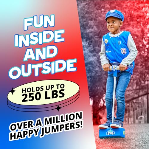 Image of Flybar My First Foam Pogo Jumper for Kids Fun and Safe Pogo Stick for Toddlers, Durable Foam and Bungee Jumper for Ages 3 and up, Supports up to 250lbs (Blue Police) (Pack of 6)