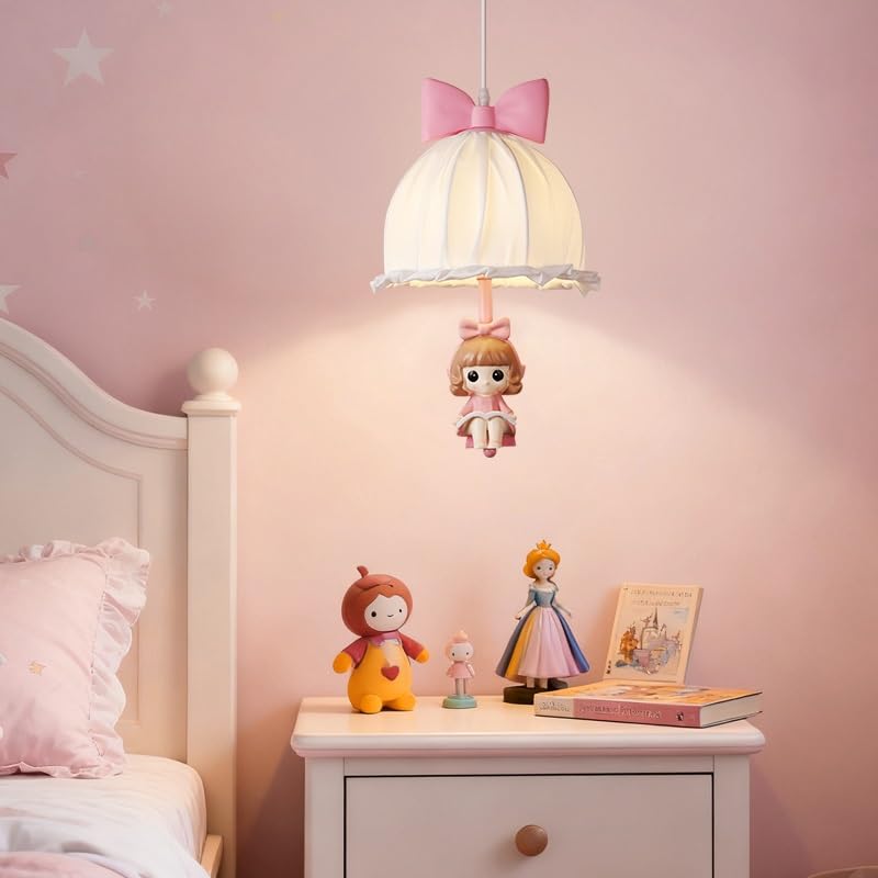 Lustre suspension de chevet pour illuminer l'espace lecture dans une chambre de fille
