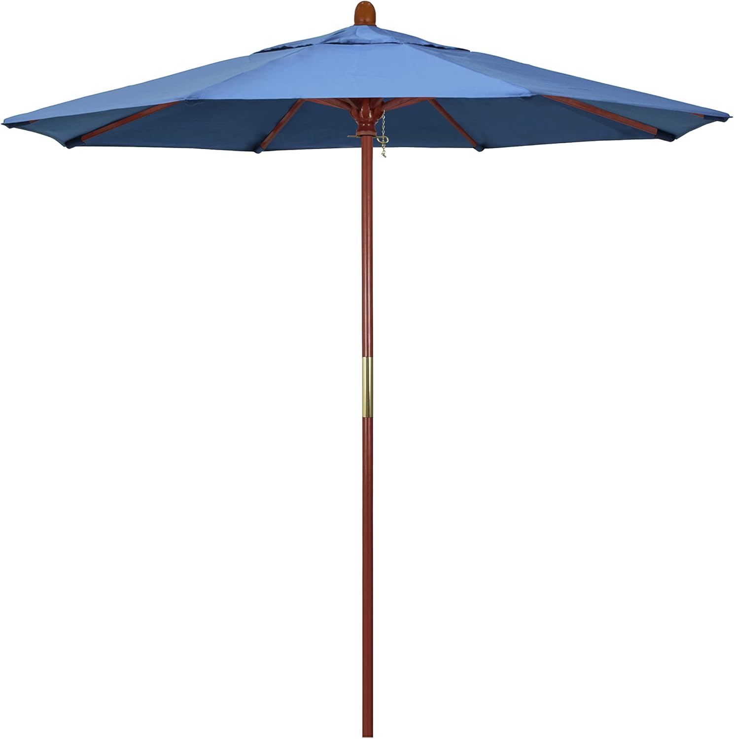 California Umbrella 7.5' Round Hardwood Frame Market Umbrella, Stainless Steel Hardware, Push Open