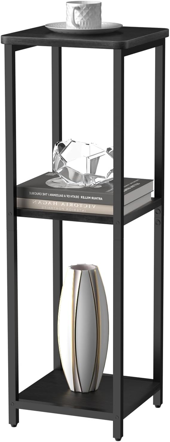 10" Wide Square Entry Table with Adjustable Feet - 3-Tier Small Side Table for Apartments, Balcony & Office | Space-Saving, Lightweight & Multi-Functional (Plants, Books, Drinks)