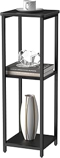 10" Wide Square Drink Table with Adjustable Feet - 3-Tier Small Side Table for Apartments, Balcony & Office | Space-Saving, Lightweight & Multi-Functional (Plants, Books, Drinks,Black)