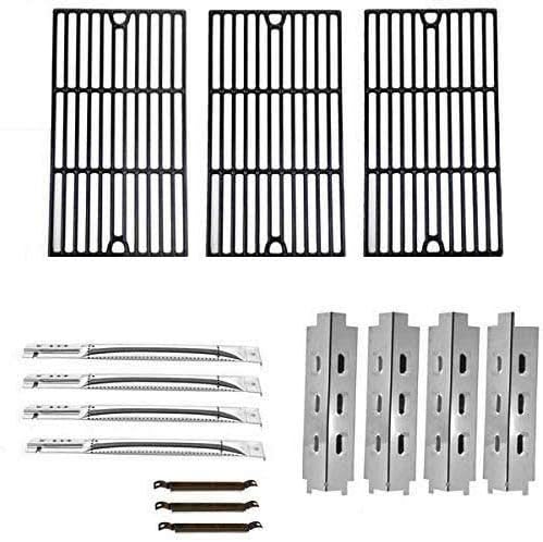 Replacement Repair kit for Charbroil 463440109 Gas Grill - 4 Stainless Steel Burners, 4 Stainless Heat Shields, Crossover/Carry Over Tubes and Porcelain Cast Iron Cooking Grates