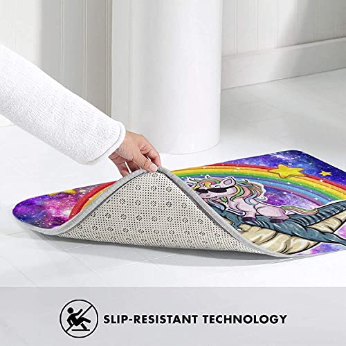 Bathroom Rugs Bath Mat Cartoon Pattern Galaxy And Dinosaur Door Mats Memory Foam Kitchen Rug For Inside Outdoor 16 X 24 In, Dries Quickly #TOP3