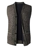 Yukirtiq Herren Fleece-Fütterung Ärmellose Strickjacke Pullunder Strickweste mit V-Ausschnitt und Knopfleiste Dicker Gilet Winterweste für Männer