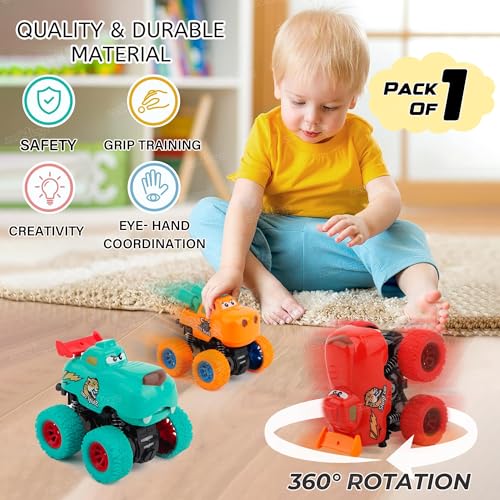 Image of Zest 4 Toyz Monster Truck 4WD Friction Powered Toy | 4x4 360 Stunt Car | Pullback Action Durable High-Density Alloy Plastic | Educational Gift Toys for Boys Girls 3-7 Years - Assorted