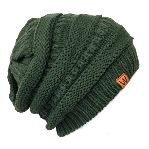Wrapables Knitted Slouchy Winter Beanie Beret, Forest Green