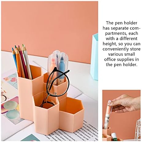 YLdamai Hexagonal Pen Holder Plastic Pencil Storage Container Multifunctional Stationery Box for Home Office and Children