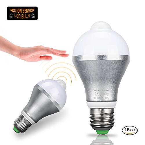 HAIMI TREE Motion Sensor Light Bulb, 9W E26/E27 Smart PIR LED Bulbs Auto On/Off Night Lights for Stairs Garage Corridor Walkway Yard Hallway Patio Carport (Cold White) HAIMI TREE Motion Sensor Light Bulb, 9W E26/E27 Smart PIR LED Bulbs Auto On/Off Night Lights for Stairs Garage Corridor Walkway Yard Hallway Patio Carport (Cold White)