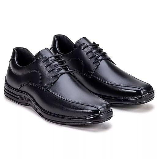 Sapato Social Masculino em Couro Legítimo, Ortopédico com Solado Anatômico, Costuras Reforçadas, Conforto Total, Preto