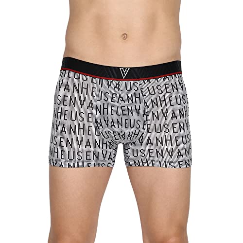 Image of Van Heusen Men Trunks - Cotton Spandex - 4 Way Stretch, Ultra Soft, Allover Print 30044 Black, Grey M