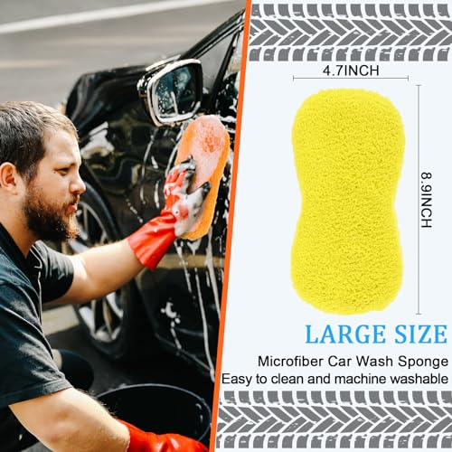 Image of Tanlade 2 Pcs Large Car Wash Sponge, Foam Sponge for Clean, Blue,Yellow