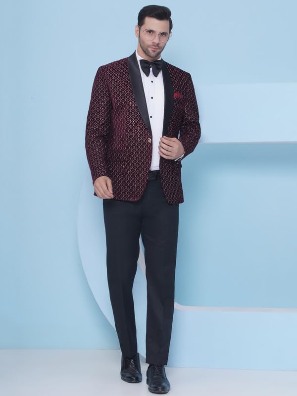 Image of FAVOROSKI Wedding Sequence Blazer Suit for Men | Embroidered Velvet Blazer | Relaxed Fit Blazer for Men Wedding Party | Ethnic Wear Blazer for Men | Blazer Suit for Men | Festive Blazers for Men