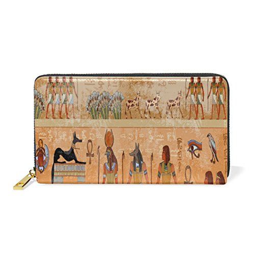 COOSUN Scène Egypte Ancienne Bourse d'embrayage en Cuir Longue Carte Wallet Organisateur Holder L Multicolore