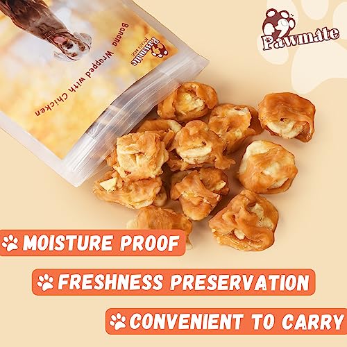 Pawmate Chicken Wrapped Banana Slices Dog Treats Small Dogs, Healthy Rawhide Free Low Fat Soft Training Snacks Chews With Taurine #TOP2
