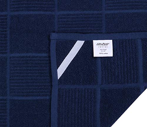Amour Infini Terry Dish Towel | Set Of 4 | 16 X 26 Inches | Durable, Soft And Absorbent |100% Cotton Dishtowels | Perfect For Household And Commercial Uses | Blue #TOP5