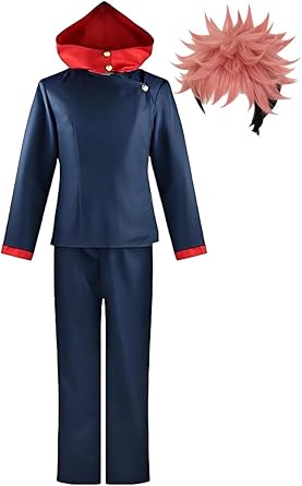 Mens Anime Cosplay Costume Blue Sports Coat Jacket with Pants Uniform Wig Set Halloween Outfits