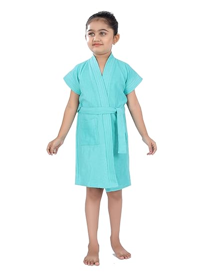 POPLINS Dark Green Terry Turkish Bathrobes for Kids-Unisex (BR-129-DGRN)