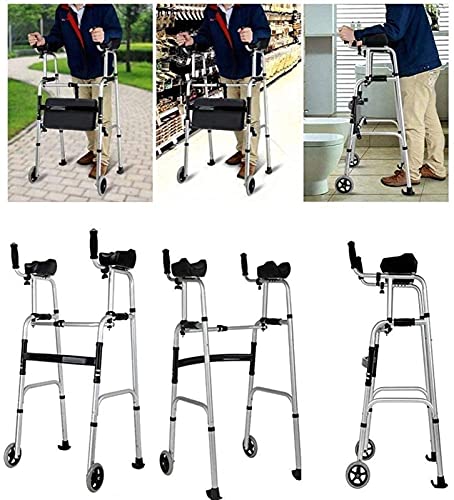 Rollator Deluxe Dobrável com Dois Botões com Rodas, com Corrimãos para Idosos com Deficiência Corrim