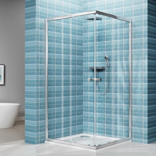 LARWORKS Duschkabine Eckeinstie für 80x80 & 90x90 Duschkabine Duschabtrennung variabel 75-90 cm 4 mm ESG Glas Sicherheitsglas mit Nano-Glasschutzbeschichtung 180 cm Höhe