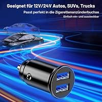 Hoembpn DC 5,5 mm x 2,1 mm Stecker auf Auto Zigarettenanzünder Buchse Verlängerungskabel Adapter, 12V / 24V Dual USB Port Zigarettenanzünder Auto Ladegerät – Ansicht 6