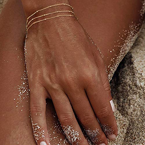 Fettero Gold Bracelet Chain 14K Gold Plated Dainty Minimalist Simple Boho Copper Jewelry Gift For Women Men #TOP3
