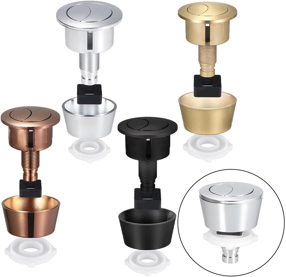 – TOilet Flush Button Kit Dual Flush for 20mm 40mm Cistern Lid Holes, Brushed Brass Finish with Full Half Flush, Complete Installation Set