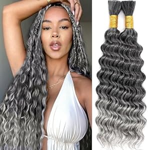 20 Inch Grey Deep Wave Bulk Hair fo...
