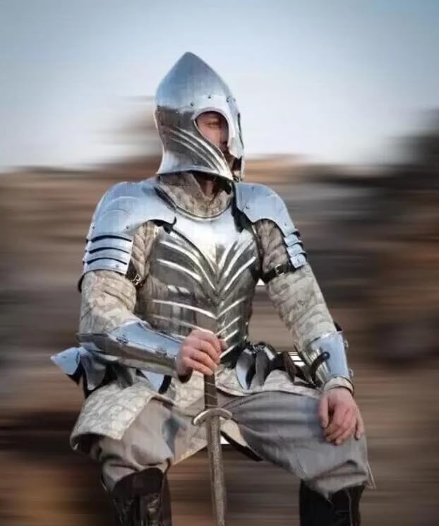 Demi armure de chevalier en acier et cuir médiéval pour cosplay