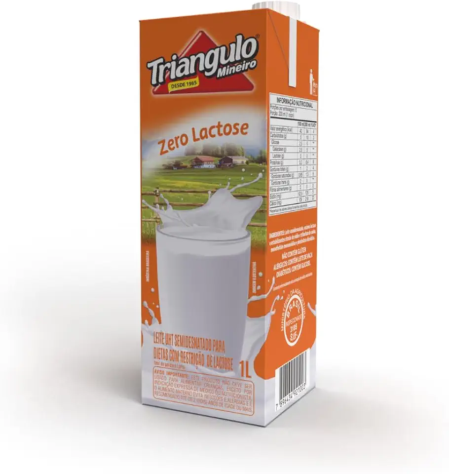Leite Semidesnatado Zero Lactose UHT de 1 Litro, Triângulo