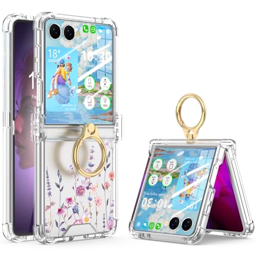 Image of Clear Flower Case for Samsung Galaxy Z Flip 8 Case with Ring
