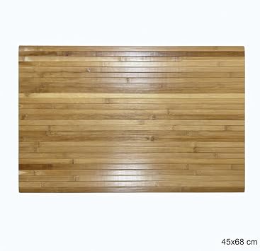 Bambu Banyo Matı, Kaydırmaz TPE Tabanlı, Suya Dayanıklı, Rulo Yapılabilir, 45x68 cm, Banyo ve Mutfak için
