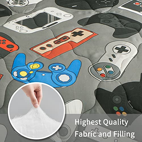 Bedmust Gamer Comforter Sets King - Video Game Comforter For Boy Gaming Bedding Playstation Bed Set For Teen Adult Bedroom (King, Grey) #TOP4