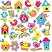 Baker Ross Autocollants oiseaux en mousse sur le thème du printemps (lot de 120) - Décorations de loisirs créatifs pour enfants