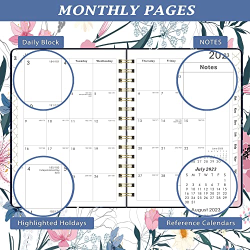 Planner 2023-2024 - Academic Planner 2023-2024, Jul.2023 - Jun.2024, 2023-2024 Planner Weekly & Monthly With Tabs, 6.3" X 8.4", Hardcover + Back Pocket + Twin-Wire Binding, Perfect Organizer - Black Pink Floral #TOP3