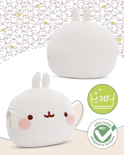 NICI Handmuff Molang 33x33x10cm - Flauschiger Kinder Muff mit Molang Gesicht für Mädchen, Jungen & Babys, Handwärmer ideal für kalte Tage – 61169, Weiß