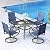 MFSTUDIO Outdoor Patio Dining Set for 4, Patio Furniture Set with Textilene Swivel Chairs, Outdoor Table and Chairs Set with Umbrella Hole for Deck Lawn Backyard Garden, Navy Blue