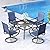 MFSTUDIO Outdoor Patio Dining Set for 4, Patio Furniture Set with Textilene Swivel Chairs, Outdoor Table and Chairs Set with Umbrella Hole for Deck Lawn Backyard Garden, Navy Blue