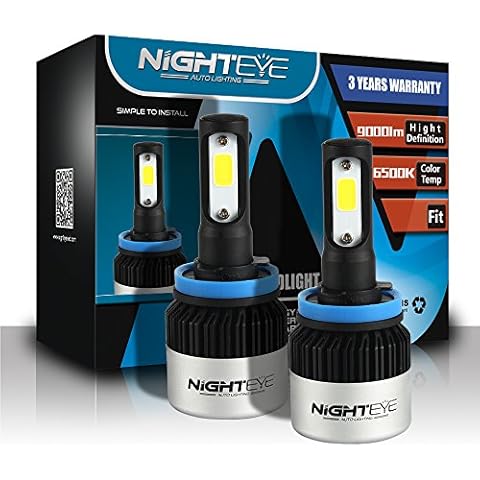 Nighteye H8 H9 H11 LED Car Headlight Bulbs Universal Auto Exterior Lamps Waterproof Brighter Than Halogen Lights 2PCS Cover