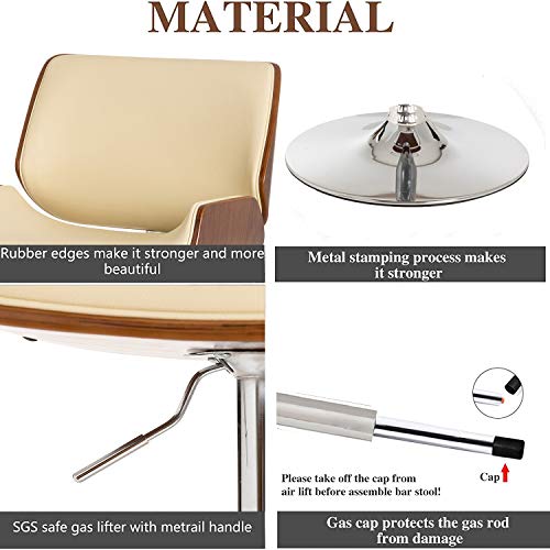 Glitzhome Adjustable Bar Stool Set Of 2 Swivel Mid-Century Modern Pu Leather Counter Dining Chairs With Back, Begin #TOP5