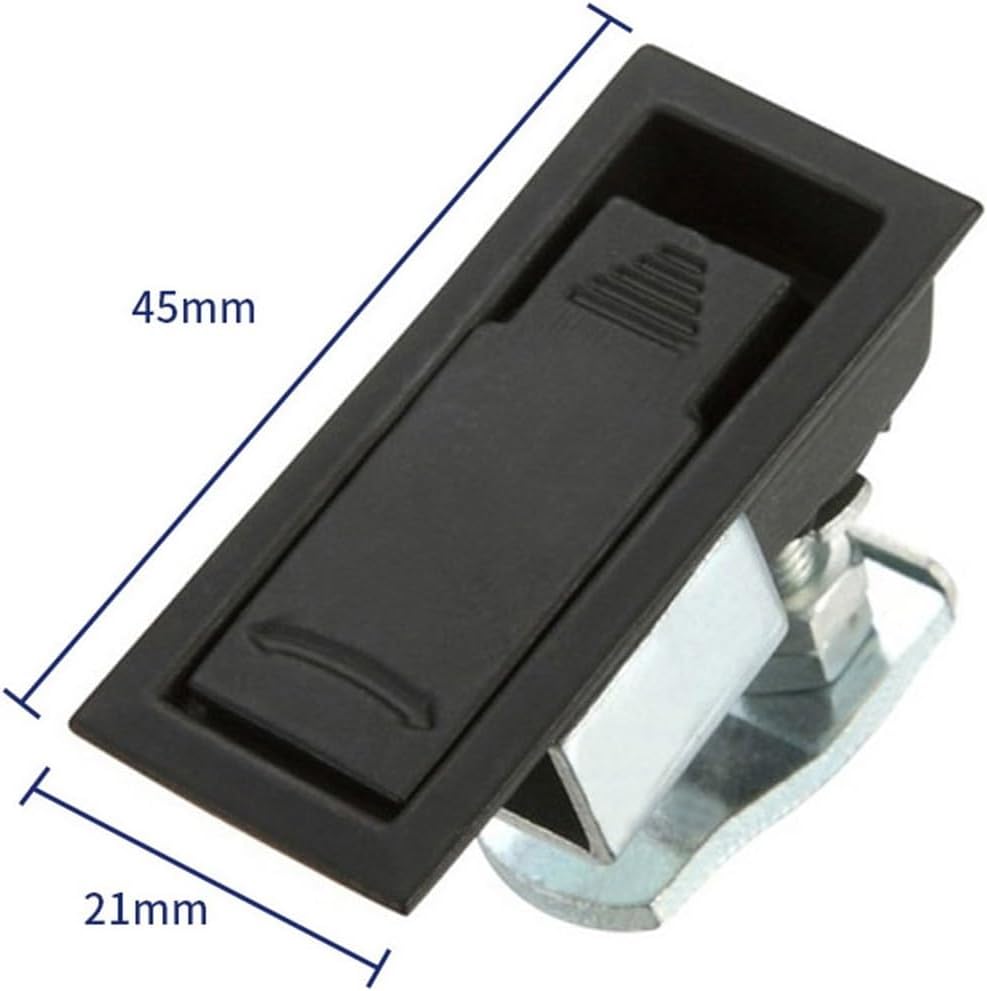 19728 Push-to-Close Latches Black Square Zinc Alloy Cabinet Door Lock for Equipment Locker Push Button Plane 1Pcs