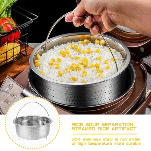 سلة طهي بالبخار من الستانلس ستيل من نالا كال مع مقبض، سلة طهي بالبخار للمقلاة، مدخل بخار معدني، رف طهي بالبخار لأجهزة الطهي بالبخار، أدوات مطبخ فضية، مقاس 20 سم