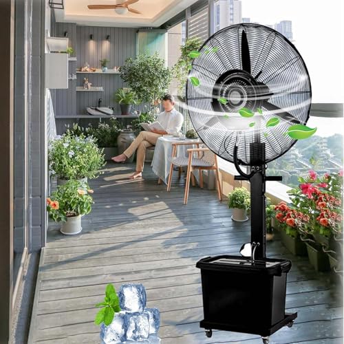 MZQMK Ventilador de pedestal industrial, potente y resistente, ventilador comercial para almacenes, fábricas y grandes espacios, altura ajustable, construcción duradera, circulación de aire de alta