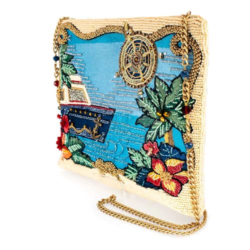 Mary Frances Open Waters Beaded Crossbody Handbag with Nautical Motif and Tropical Embroidery Novelty Evening Clutch Bag, Multicolor4